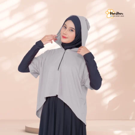 Asymmetric Hoodie Olahraga croptop Wanita Muslim